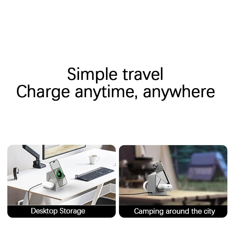 3-in-1 Fast Wireless Charger Magnetic Stand