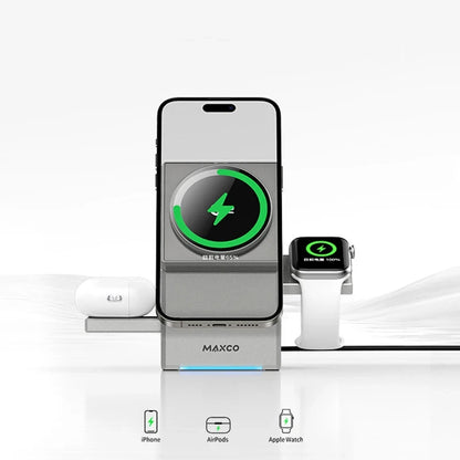 3-in-1 Fast Wireless Charger Magnetic Stand