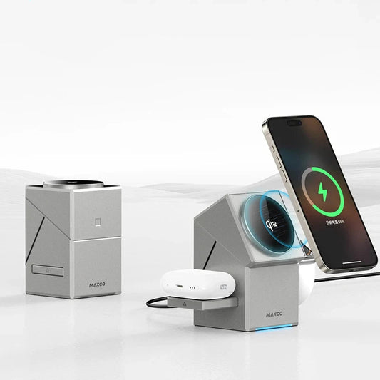 3-in-1 Fast Wireless Charger Magnetic Stand