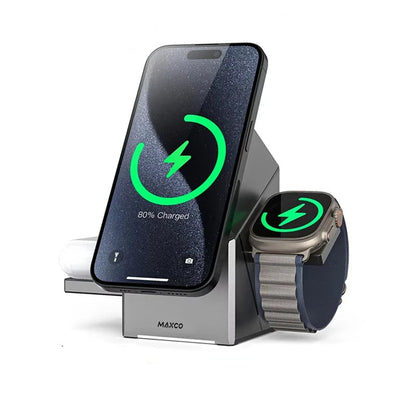 3-in-1 Fast Wireless Charger Magnetic Stand